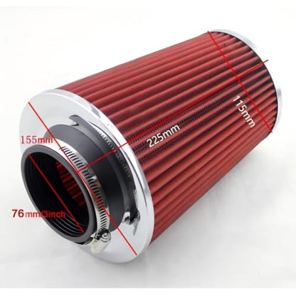 Car Cold air intake filter 3“ High Flow Filter Fits Cars Trucks SUVs - size: 76mm3 Inch 3.5