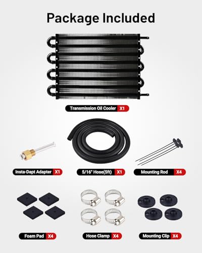 EVIL ENERGY 5/16 in Transmission Oil Cooler Kit, 8 Pass, Black - color: Black, size: 8 Pass