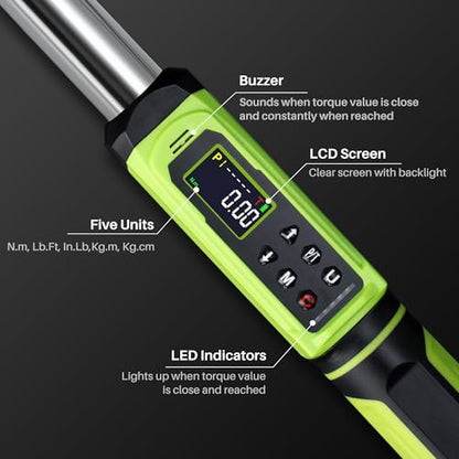 1/2" Digital Torque Wrench Set-3.8-250.8Ft.Lb for Car Auto Trucks - style: 1/2" 3.8-250.8Ft.Lb Set