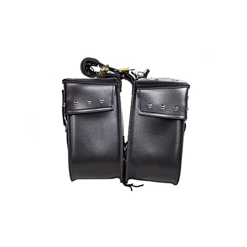 GARGOYLE BELLS Motorcycle Saddle Bags Studded PVC Motorcycle Luggage Bag with Gun Holsters For Softails Sportsters and Choppers Waterproof Tool Bags For Motorcycle (Black PVC, 15.5" x 6.5" x 12") - size: 14" x 12" x 10.5", style: Style 5