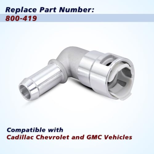 800-419HP 90 Degree Aluminum Heater Hose Connector Fits for Cadillac, Chevy and GMC vehicles - size: 800-419
