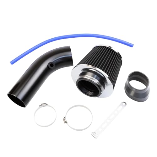 Cold Air Intake Pipe, 76mm 3 Inch Universal Performance Car Cold Air Intake Turbo Filter Aluminum Automotive Air Filter Induction Flow Hose Pipe Kit (BLACK) - color: BLACK