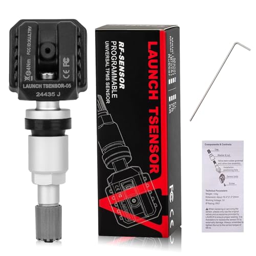 LAUNCH X-431 TSENSOR-05 TPMS Sensor 315MHz/433MHz Dual Frequency Adjustable Angle Rubber Valve Tire Pressure Monitor System Programmable Replace OE-Sensor/1pack (1)