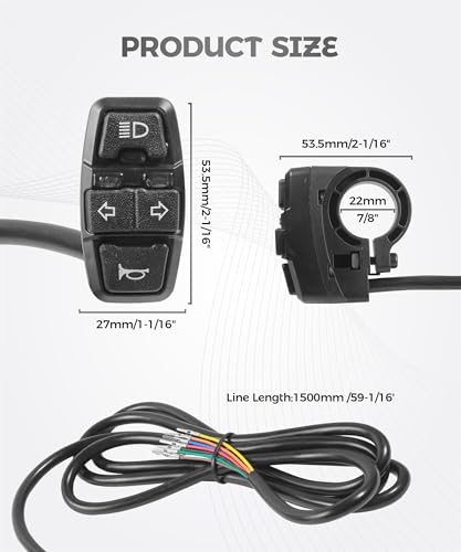 Motorcycle Turn Signal Switch,Car Accessories 3 in 1 Motorcycle Handlebar Switch,Handlebar Light Switchs,Suitable for Most Motorcycles,Scooters,E-Bikes,ATVs with 7/8 Inch Diameter Handlebars