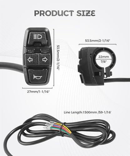 Motorcycle Turn Signal Switch,Car Accessories 3 in 1 Motorcycle Handlebar Switch,Handlebar Light Switchs,Suitable for Most Motorcycles,Scooters,E-Bikes,ATVs with 7/8 Inch Diameter Handlebars