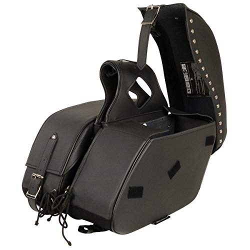 Motorcycle Genuine Leather Waterproof Saddlebag Luggage with Gun Holster inside Brown & Blk Stud/Non Stud (Black Cruiser Style Non Leather, Studed Non Leather) - color: Black Cruiser Style Non Leather, style: Studed Non Leather