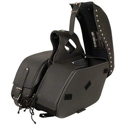 Motorcycle Genuine Leather Waterproof Saddlebag Luggage with Gun Holster inside Brown & Blk Stud/Non Stud (Black Cruiser Style Non Leather, Studed Non Leather) - color: Black Cruiser Style Non Leather, style: Studed Non Leather