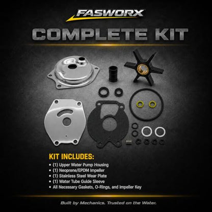 FASWORX 46-99157T2 Upper Water Pump Repair Kit for Mercury Mariner 9.9 15 20 25 HP Outboards, Replaces 46-99157A2, 46-99157A02, 85098A2, Fits 2-Stroke & 4-Stroke 323cc Bigfoot Models