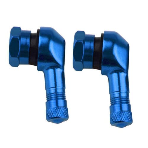 TEAMWILL 2PCS Motorcycle CNC Aluminum 11.3mm Tire Wheel Stem Valve 90 Degree Angled (Blue) - color: Blue