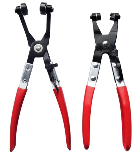 3Pcs Hose Clamp Pliers Kit, Long Reach Wire Spring Hose Clamp Plier Wire Long Clip Removal Tool, 45 Degree Angled Hose Clamp Plier, Flat Band Hose Clamp Plier for Automotive Coolant Radiator