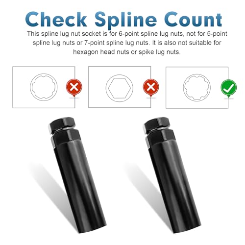 Wheel Lug Nut Socket Adapter, 7 Spline Lug Nut Socket, Fuel Rim Lug Nut Lock Removal for 21 mm (13/16 Inch) & 22 mm (7/8 Inch) Hex Socket Wrench, Universal for Most Cars - size: 7 Spline