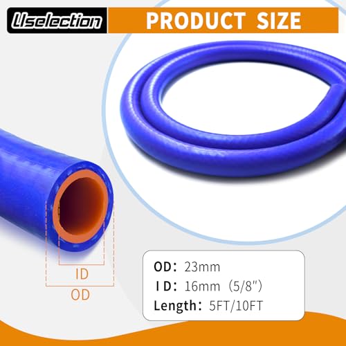 5/8" ID-10Ft(ID 16mm) Heater Hose Enhanced Double Reinforcement - color: Blue, size: 5/8" ID-10Ft(ID 16mm)