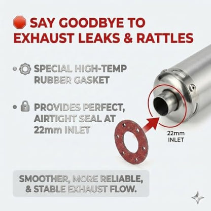 BADASS SHARKS 22mm 2-Stroke Exhaust Muffler For 50cc-150cc Dirt Bike - color: Metallic silver