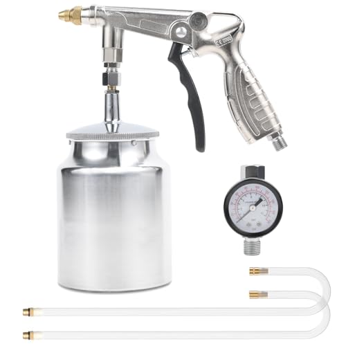 Air Undercoating Spray Gun Kit, Bedliner Gun with 22" Long Flexible Extension Wand for Truck Bed Liner Coating, Pneumatic Automotive Sprayer for Sprayable Car Rust Proofing - size: 750cc
