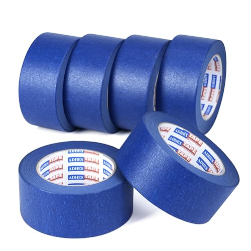 ADHES Blue Painters Tape Blue Tape, 6 Rolls x 1.88 Inch x 60 Yards - size: 48mm x 55m