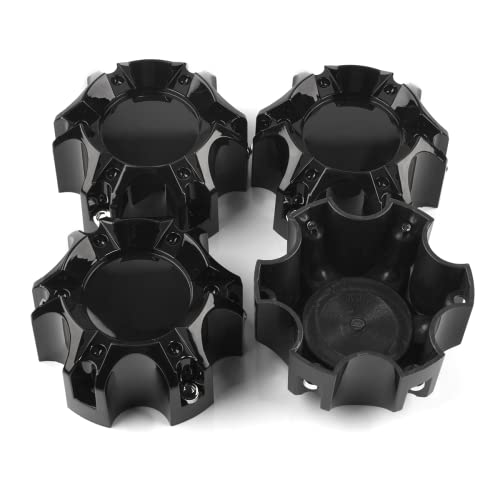 4.49in Wheel Center Caps for Ballistic Black Center Cover Replacement, 4 Pack, 6 lugs