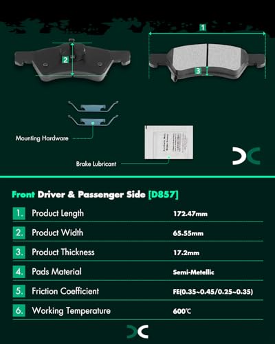 SCITOO 8pcs D857 D858 Front Rear Ceramic Brake Pads Kits - size: Front-D857 & Rear-D858