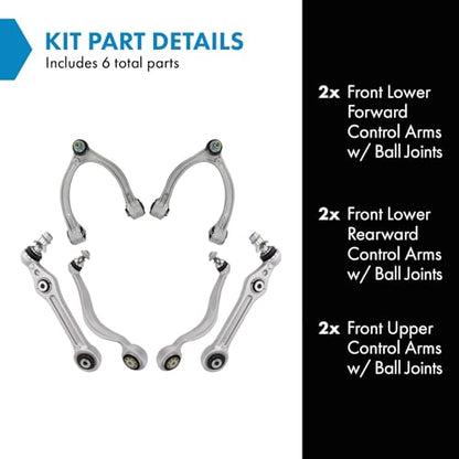 TRQ Front Upper and Lower Control Arm with Ball Joint Set 6 Piece - style: PSA19888