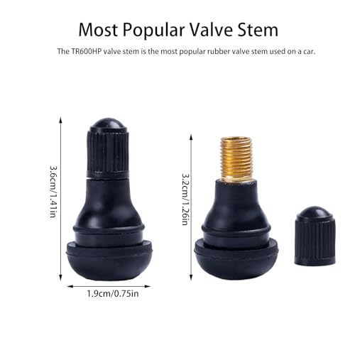 5Pcs TR412 Tire Valve Stems, Black Rubber Snap-in Valve Stem