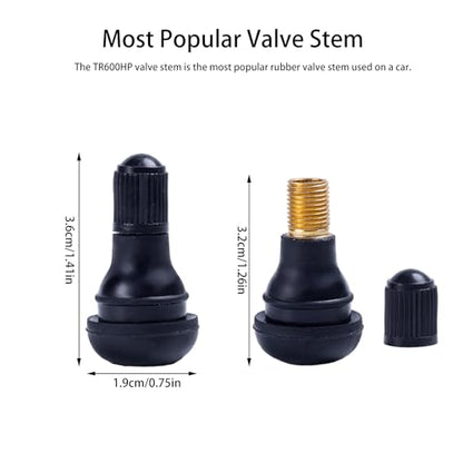 5Pcs TR412 Tire Valve Stems, Black Rubber Snap-in Valve Stem