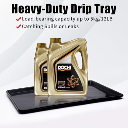 Wfurite Extra Large Oil Drip Pan for Car, 3-Pack with 2 Pairs Gloves