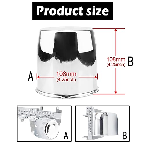 4Pcs 4.25" OD 4.25" H Push Through Trailer Wheel Center Cap for Rim - color: Chrome, size: 4.25" Hub 4.25" H
