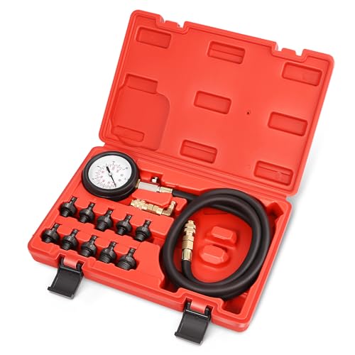 DNA MOTORING Engine Oil Pressure Testing Diagnostic Tool Kit Dual Scale Gauge with Adapters for Cars, Trucks, Tractors, TOOLS-00339 - style: Engine Oil Pressure Testing