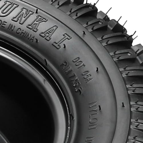 2PCS 16x8-7 ATV UTV Go Kart Tires and 7" Wheels 4 Lug Rims with 24T Spline Rear Axle Wheel Hubs, 200/55-7 16x8.00-7 Tubeless All Terrain Tires for Quad Bike Mini Bike Lawn Mower Yard Tractor Trike