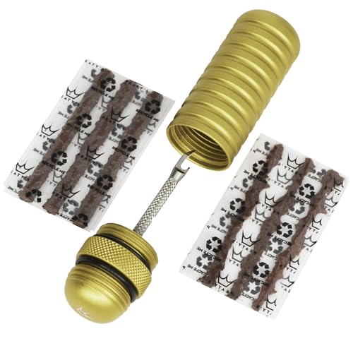 Peaty's Tubeless Bike Tyre Puncture Repair Plugger Kit - for MTB, Road & XC Bicycle Tyres - Unique Single-Sided Fork, for Rapid Puncture Repair to Fix Punctures Fast - 3X 3mm & 1.5mm Plugs - color: Gold