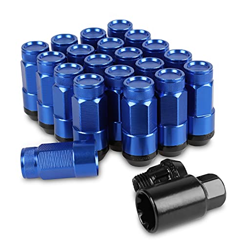 20PCS Closed End Lug Nuts M12X1.5 Wheel Rims Lug Nuts +Socket (Bule) - color: Blue