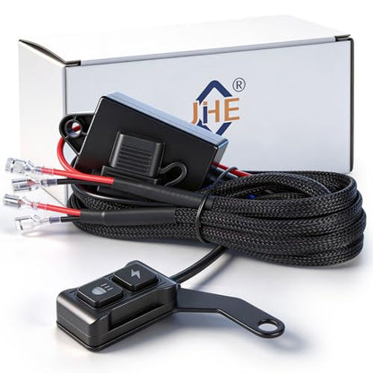JHE Motorcycle Led Light Wiring Harness Kit,Driving Light Switch, With Waterproof Motorcycle Light Switch, Used To Control Led Light Bar/Driving Light/Fog Light Wiring Harness For Motocycle,3 MODE.