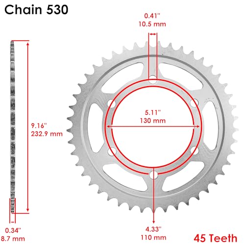 Caltric Red O-Ring Drive Chain and Sprocket Kit Compatible With Yamaha R1 YZF-R1 2004-2008 Red