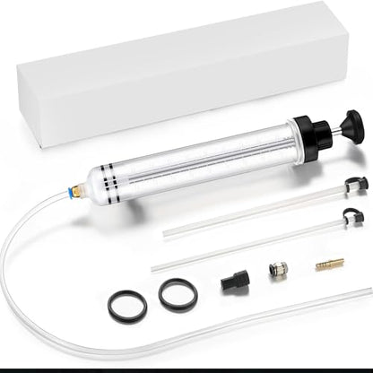 500cc Fluid Extractor Pump for Automotive Use,Manual Oil Change Syringe with 70cm Rubber Hose & 2pcs 30cm Extension Tubes for Easy Oil Change