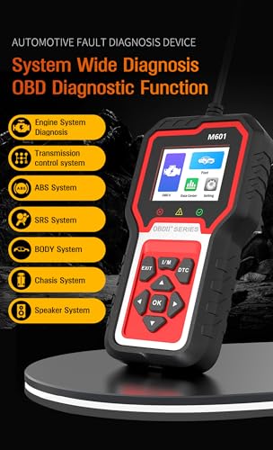 M601 OBD2 Scanner for BMW Code Reader, Multi-System Diagnostic Scan Tool for Engine, I/M Readiness, Transmission, ABS, SRS, Body, Chasis, Speaker System & More - color: red