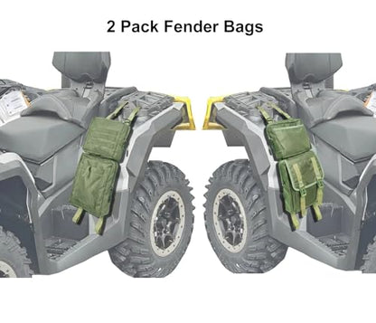 Larswon 2 Pack ATV Saddle Bags, Large Detachable Fender Bag ATV Gear Bags Water Resistent Motorcycle Storage Bag Compatible with Sportsman Scrambler TRX FourTrax Outlander Grizzly UTV Army Green - color: Army Green