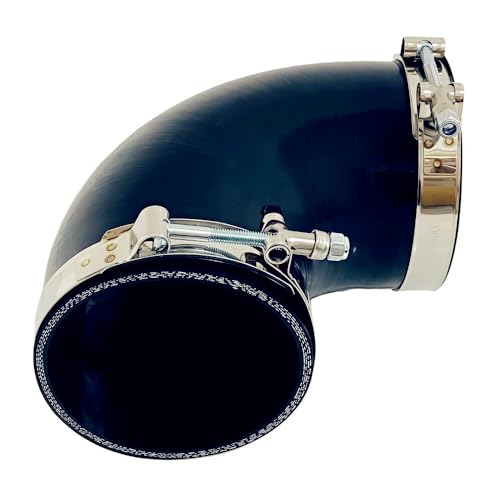 4.5" ID 90 Degree Elbow Silicone Coupler Hose with Clamps Black - color: Black, size: 4.5" (114mm)