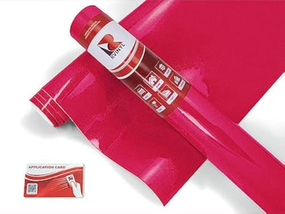 Rwraps Gloss Metallic Vinyl Car Wrap Film Sheet Roll with Air Release - color: Gloss Metallic Rose Red, size: 5ft x 1ft