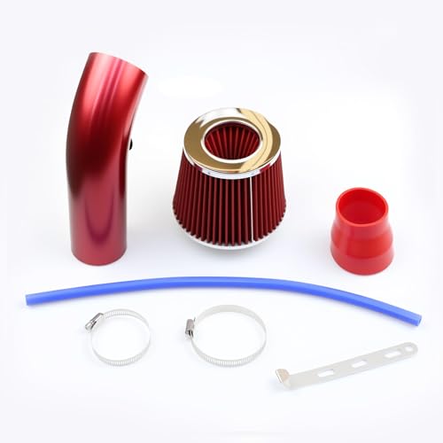 Cold Air Intake Pipe, 76mm 3 Inch Universal Performance Car Cold Air Intake Turbo Filter Aluminum Automotive Air Filter Induction Flow Hose Pipe Kit (RED) - color: RED