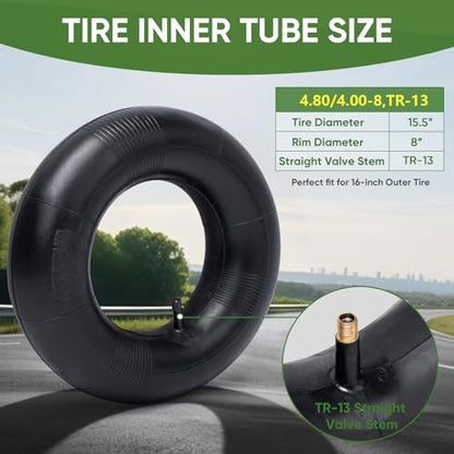 TICONN 4.80/4.00-8 Inner Tube, 2 Pack Inner Tire Tube for Wheelbarrow Tires, Replacement Tube with TR-13 Straight Valve Stem for Wheelbarrows, Mowers, Hand Trucks - size: 4.80/4.00-8 (TR-13)