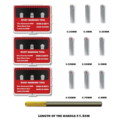 9-Wheel Model Rivet Maker Tool, 0.35-1.5mm, 3 Gear Groups - size: RM-S1+2+3