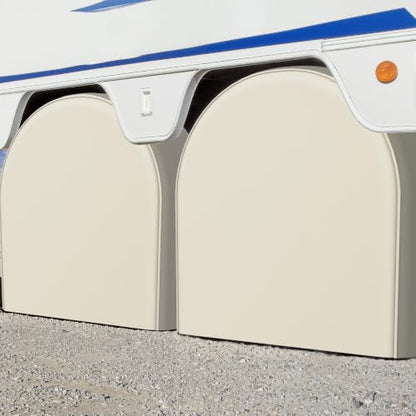 eletecpro RV Tire Covers, Fit 26-29 Inch Tire, Light Beige, 4-Pack - color: Light Beige, size: M (Fits Tire Diameters 26''-29'')