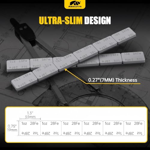 MIKKUPPA 1oz Adhesive Stick on Wheel Weights Gray, 144oz/Box - color: Grey, size: 144 PCS