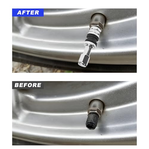 5 PCS VS43/TR43E Tubeless Clamp-in Valve Stems, High-Pressure Outer Mount Aluminum Alloy Car Wheel Valve Stem, Universal Auto Tire Air Stem Replacement for 0.453" Rim Holes (Silver) - color: Silver