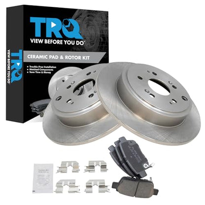 TRQ Rear Brake Pad and Rotor Set Ceramic Solid Rotors - style: BKA11028