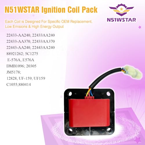 Performance JDM Ignition Coil Pack Set Of 1 Compatible With Subaru Forester Impreza Legacy 2.2 2.5 H4 Replacement For 22433-AA240 22433-AA370 UF159