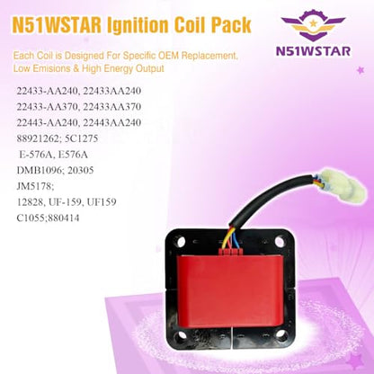 Performance JDM Ignition Coil Pack Set Of 1 Compatible With Subaru Forester Impreza Legacy 2.2 2.5 H4 Replacement For 22433-AA240 22433-AA370 UF159