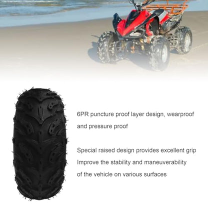 14X5.00-6 6" ATV Tires,All Terrain Tires with Alloy Rim 3 Holes,6PR Rubber Puncture ATV & Go Karts Knobby Tires for Go Kart Off Road Vehicle Cart