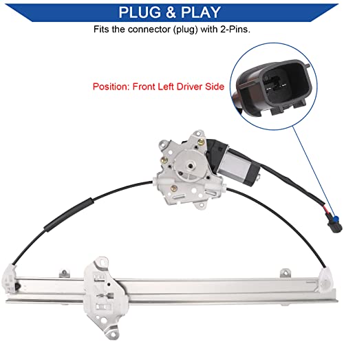 Obaee Window Regulator with Motor Front Left Driver Side, Replace 741-348 - size: Front Left Driver Side