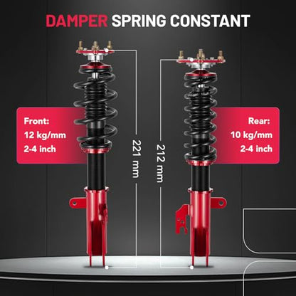BDFHYK Coilovers Compatible with Toyota Camry 1992-2001, Avalon 1995-2003, Solara 1999-2003, Compatible with Lexus ES300, 4 PCS Adjustable Height Coilovers Suspension Kit Lowering Kit, Red - style: Toyota Camry 1992-2001