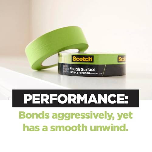 Scotch Rough Surface Painter's Tape 2060-24AR-BK, 0.94 in x 60.1 yd (24mm x 55m), Green, 9 Rolls Contractor Pack, Clean Removal, No Residue, Textured & Hard-to-Stick Surfaces - size: 9 Pack